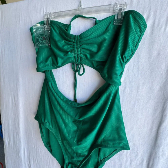 Emerald Green Cutout Time and Tru One-Piece Swimsuit - Size 2X (20W-22W) - Picture 2 of 4